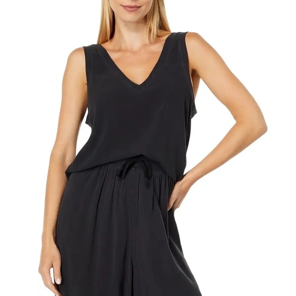 New Splendid Zinnia Viscose Double V-Neck Tank in Lead | Size Large - Picture 4 of 16